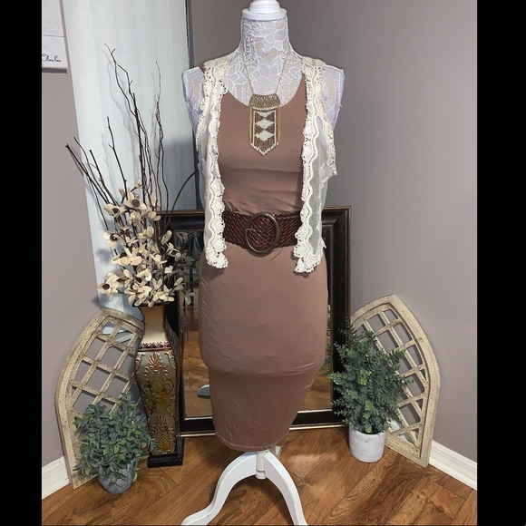 Tan Midi Dress - Picture 1 of 6